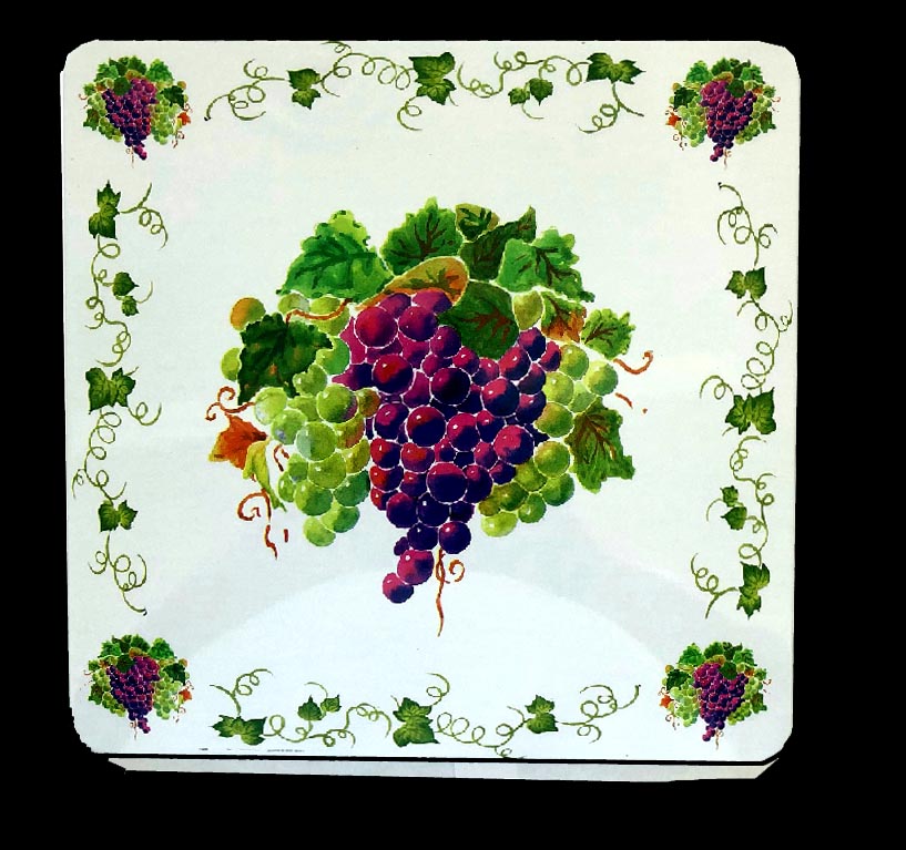 ! - Grapes On White Square Metal Gas Stove Burner Covers ! - Grapes On White Square Metal Gas Stove Burner Covers